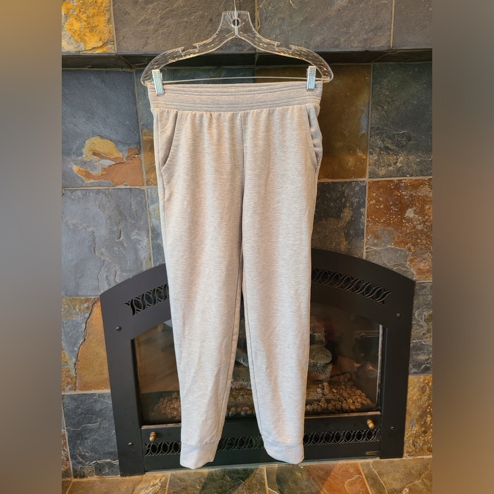 Eddie Bauer Light Grey Fleece Lined Lounge Pant Slim Fit Jogger Style Size Small